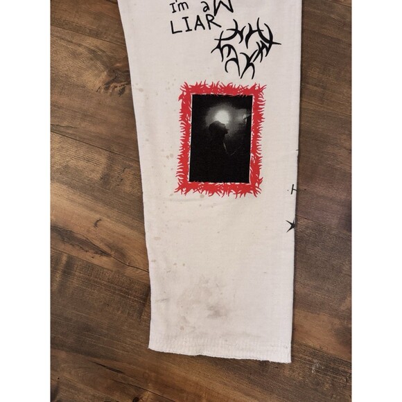 Miley Cyrus Sketch Art Sweatpants Size Medium White Graffiti Rare HTF *READ* - Picture 14 of 15